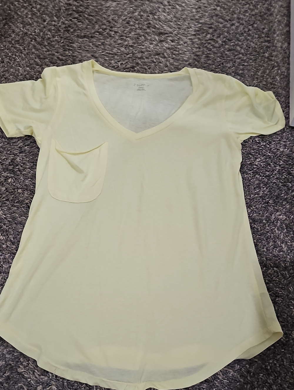 Z Supply Pale Yellow V-Neck Pocket Tee